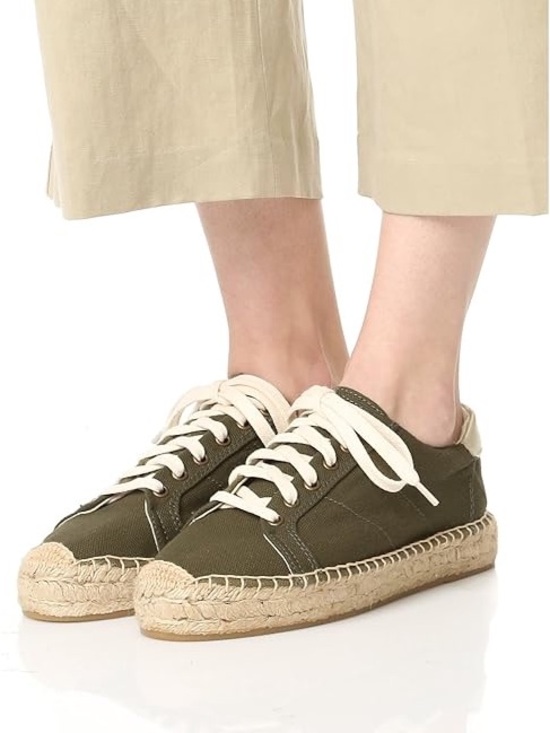 Soludos Shoes - Soludos Army Green Tennis Espadrille Sneakers Women’s Size 7 Olive Canvas LaceUp